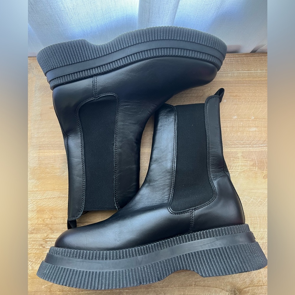Ganni Creepers Chelsea Boots Size 40 In Black New - Picture 9 of 15